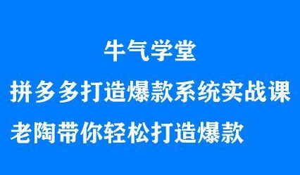 牛气学堂拼多多打造爆款系统实战课，老陶带你轻松打造爆款-优学网