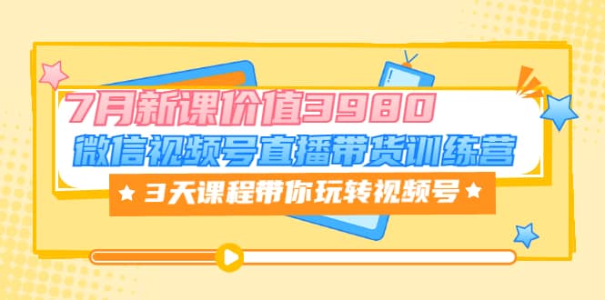 微信视频号直播带货训练营，3天课程带你玩转视频号：7月新课价值3980-优学网