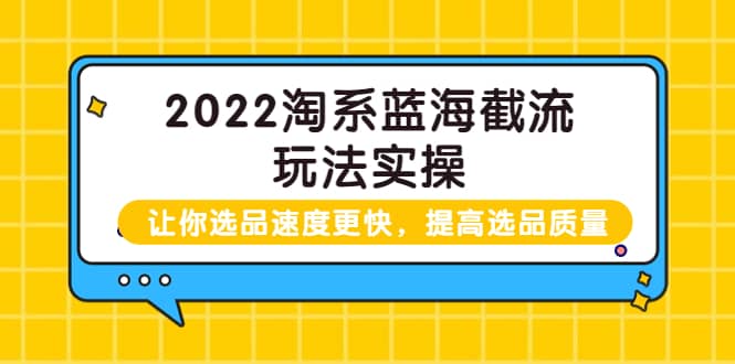 2022淘系蓝海截流玩法实操：让你选品速度更快，提高选品质量（价值599）-优学网