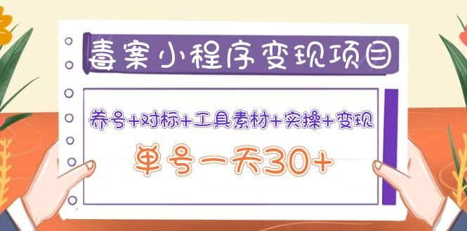 毒案小程序变现项目：养号 对标 工具素材 实操 变现-优学网