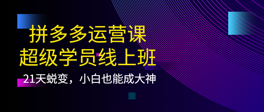 拼多多运营课：超级学员线上班，21天蜕变，小白也能成大神-优学网