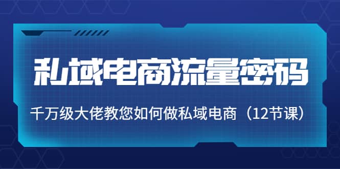 私域电商流量密码：千万级大佬教您如何做私域电商（12节课）-优学网