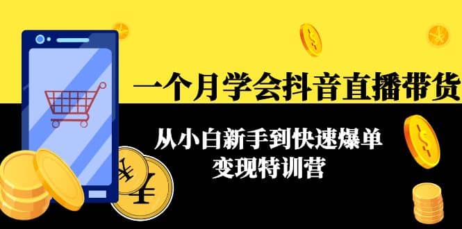 一个月学会抖音直播带货：从小白新手到快速爆单变现特训营(63节课)-优学网