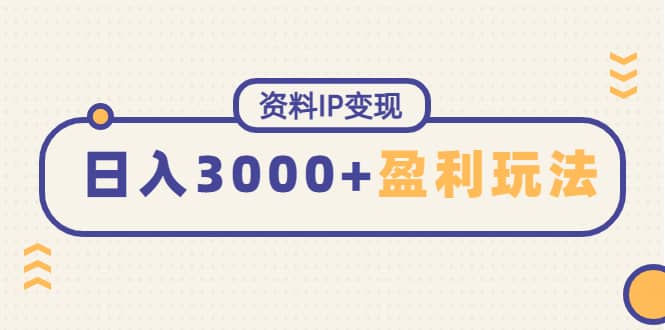 资料IP变现，持续性盈利玩法-优学网