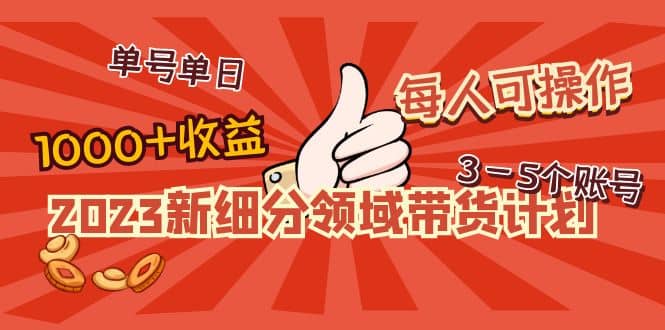 2023新细分领域带货计划：单号单日1000 收益不难，每人可操作3-5个账号-优学网