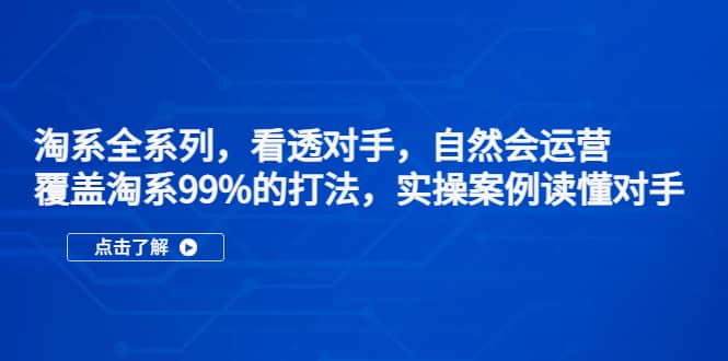 淘系全系列，看透对手，自然会运营，覆盖淘系99%·打法，实操案例读懂对手-优学网