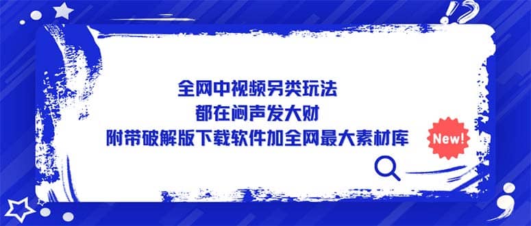 全网中视频另类玩法，都在闷声发大财，附带下载软件加全网最大素材库-优学网