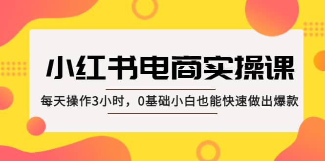 小红书·电商实操课：每天操作3小时，0基础小白也能快速做出爆款-优学网