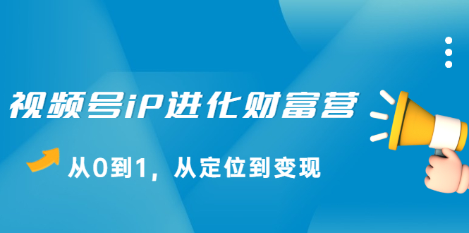 视频号iP进化财富营第1期，21天从0到1，从定位到变现-优学网