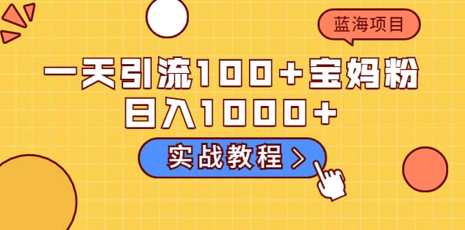 一天引流100 宝妈粉，日入1000 的蓝海项目（实战教程）-优学网