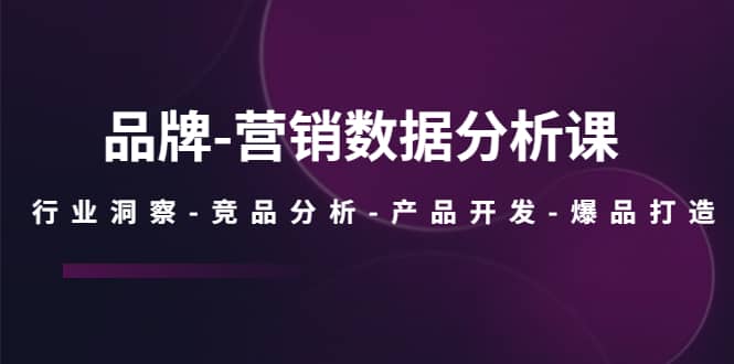 品牌-营销数据分析课，行业洞察-竞品分析-产品开发-爆品打造-优学网