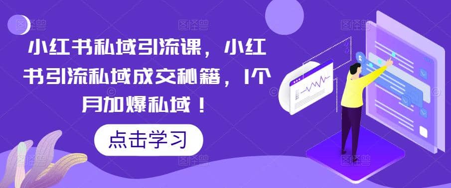 小红书私域引流课，小红书引流私域成交秘籍，1个月加爆私域-优学网