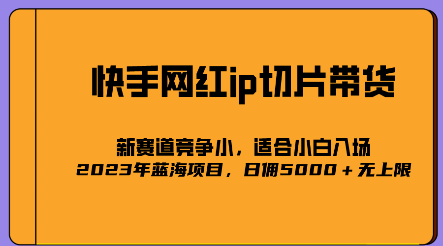 2023爆火的快手网红IP切片，号称日佣5000＋的蓝海项目，二驴的独家授权-优学网