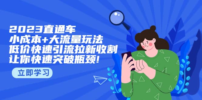 2023直通小成本 大流量玩法，低价快速引流拉新收割，让你快速突破瓶颈-优学网