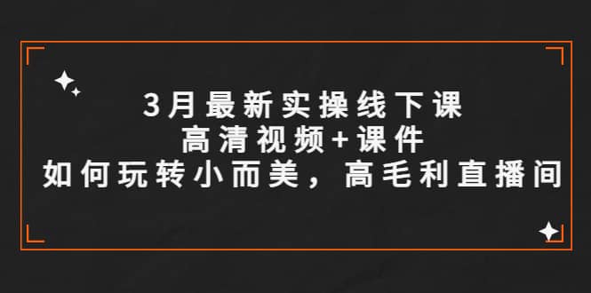 3月最新实操线下课高清视频 课件，如何玩转小而美，高毛利直播间-优学网