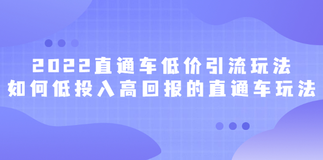 2022直通车低价引流玩法，教大家如何低投入高回报的直通车玩法-优学网