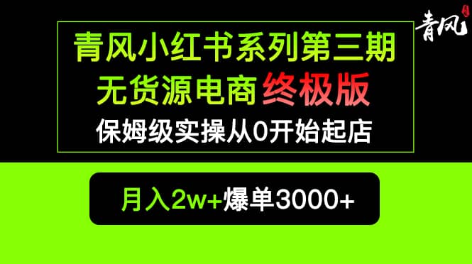 小红书无货源电商爆单终极版【视频教程 实战手册】保姆级实操从0起店爆单-优学网