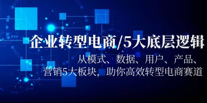 企业转型电商/5大底层逻辑，从模式 数据 用户 产品 营销5大板块，高效转型-优学网