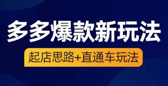 2023拼多多爆款·新玩法：起店思路 直通车玩法（3节精华课）-优学网