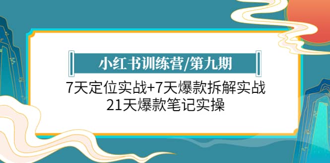 小红书训练营/第九期：7天定位实战 7天爆款拆解实战，21天爆款笔记实操-优学网