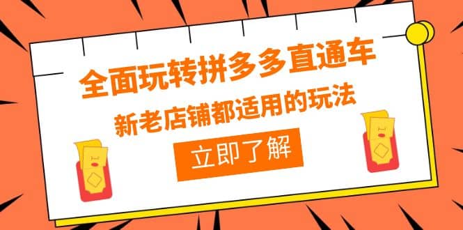 全面玩转拼多多直通车，新老店铺都适用的玩法（12节精华课）-优学网