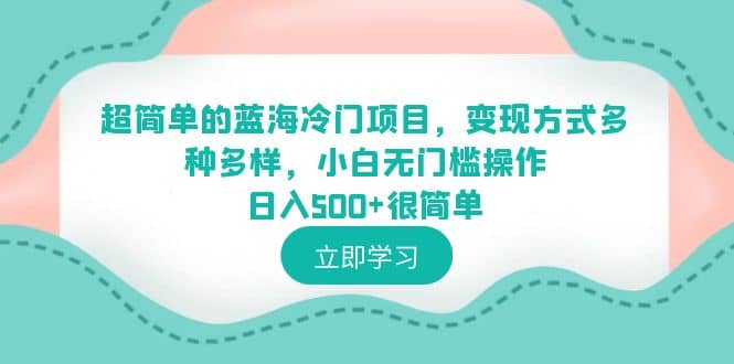 超简单的蓝海冷门项目，变现方式多种多样，小白无门槛操作日入500 很简单-优学网