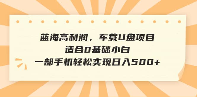 蓝海高利润，车载U盘项目，适合0基础小白，一部手机轻松实现日入500-优学网