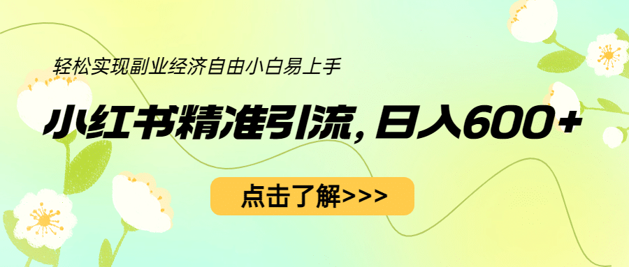 小红书精准引流，小白日入600 ，轻松实现副业经济自由（教程 1153G资源）-优学网