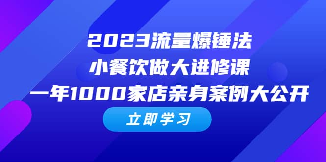 2023流量 爆锤法，小餐饮做大进修课，一年1000家店亲身案例大公开-优学网