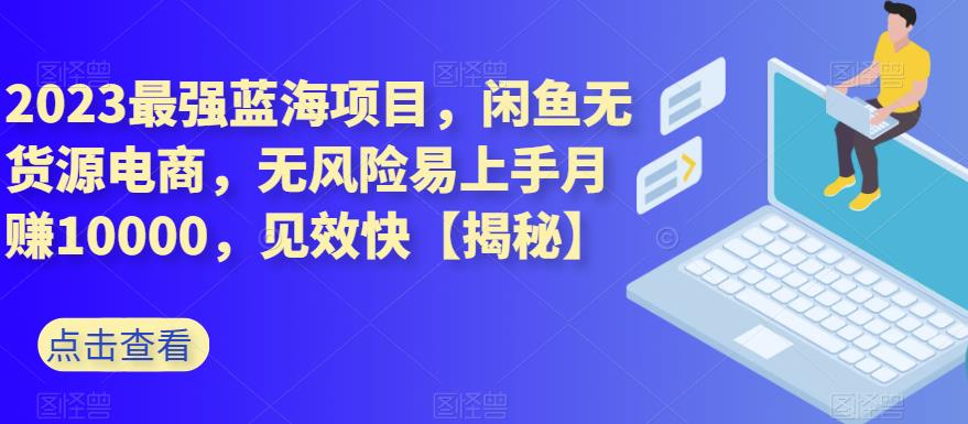 2023最强蓝海项目，闲鱼无货源电商，无风险易上手月赚10000，见效快【揭秘】-优学网