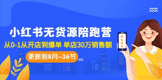 小红书无货源陪跑营：从0-1从开店到爆单 单店30万销售额（更至8月-36节课）-优学网