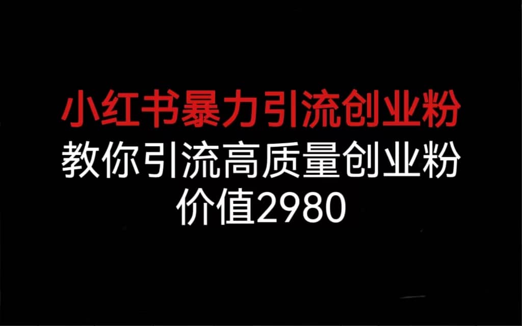 小红书暴力引流创业粉，教你引流高质量创业粉，价值2980-优学网