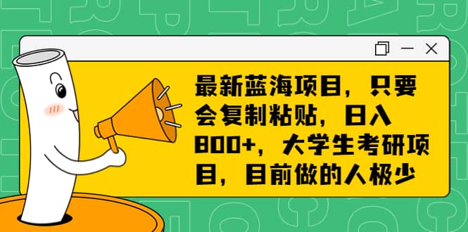 最新蓝海项目，只要会复制粘贴，日入800 ，大学生考研项目，目前做的人极少-优学网