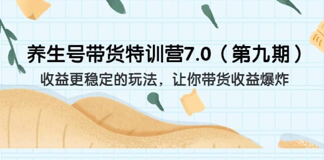 养生号带货特训营7.0（第九期）收益更稳定的玩法 让你带货收益爆炸（11节）-优学网