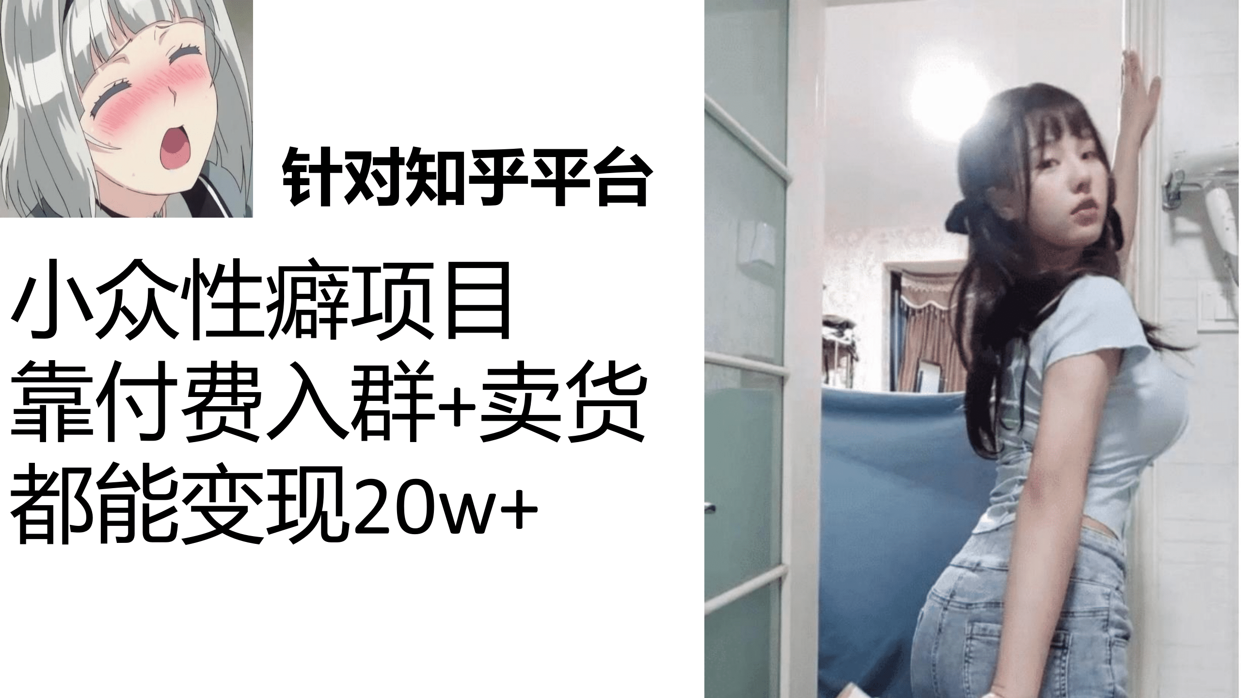 知乎小众性癖项目，Lsp的钱才是最好赚的，付费建群 卖货变现20w-优学网