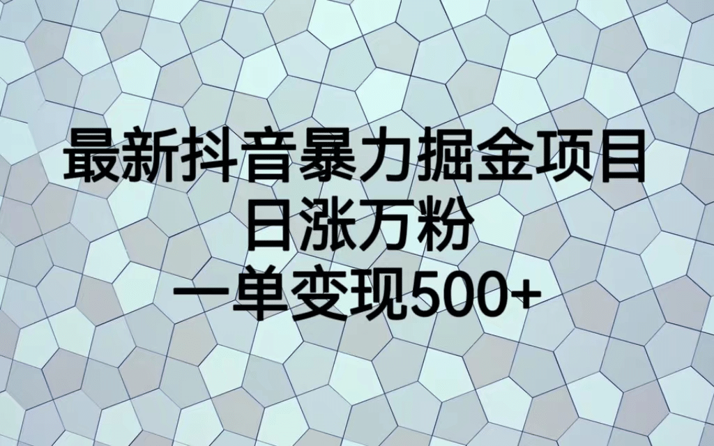 最火热的抖音暴力掘金项目，日涨万粉，多种变现方式，一单变现可达500-优学网