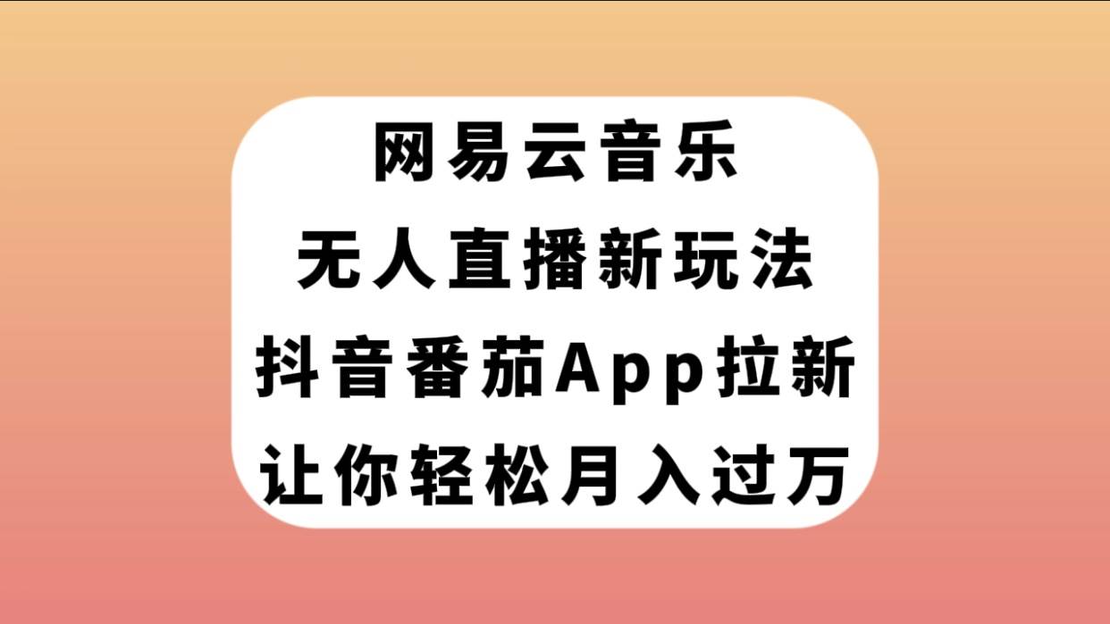 网易云音乐无人直播新玩法，抖音番茄APP拉新，让你轻松月入过万-优学网