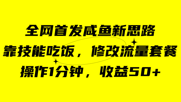 咸鱼冷门新玩法，靠“技能吃饭”，修改流量套餐，操作1分钟，收益50-优学网