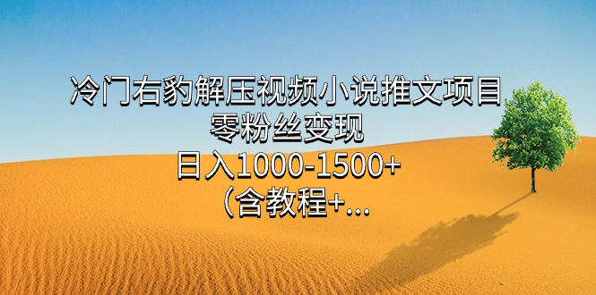 冷门右豹解压视频小说推文项目，零粉丝变现，日入1000-1500 （含教程）-优学网